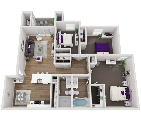 3 bedroom 3 bathroom floor plan at Paisley and Pointe Apartments, Nevada, 89130